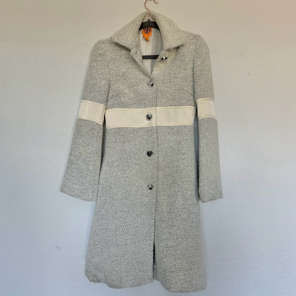 Tory Burch Gray and Cream Coat